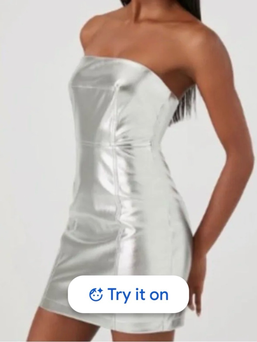 Forever 21 Metallic Silver Strapless Mini Dress